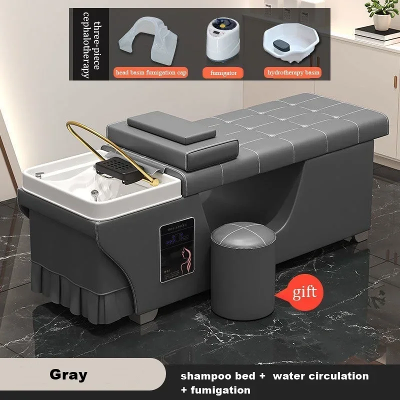 Beauty Lady Salon Furniture Barbershop Washing Basin Bowl Shampoo Chair Hair Spa Head Water Therapy Thai Shampoo Massage Bed