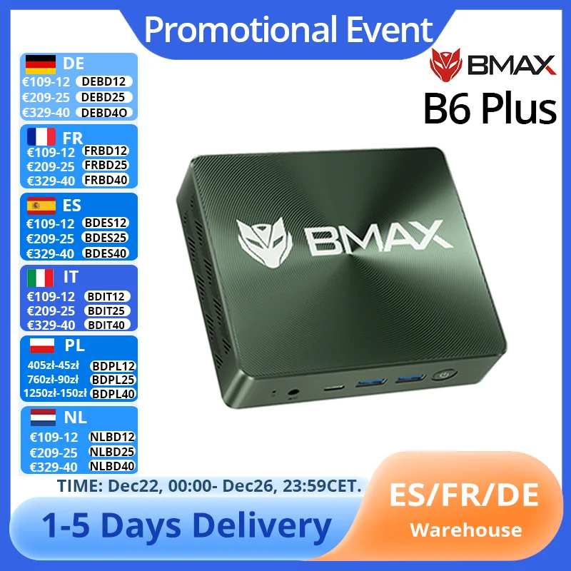 BMAX B6 Plus Mini PC Intel I3-1000NG4 Windows 11 PC 12 Go DDR4 RAM 512 Go NVMe SSD WIFI 5 USB 3.0 USB * 3 HDMI * 2 Bluetooth4.2