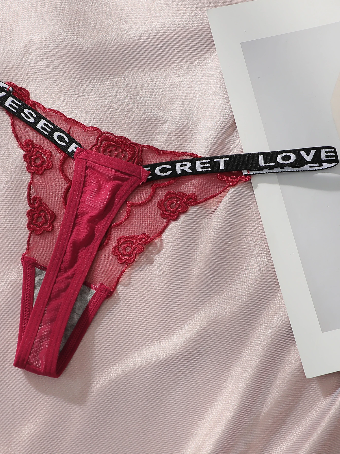 2 stücke Damen Neue Spitze Sexy Schwarz Und Weiß Gestickte Blume Drucken Sexy Set Tanga Unterwäsche C2648 – Detail 10