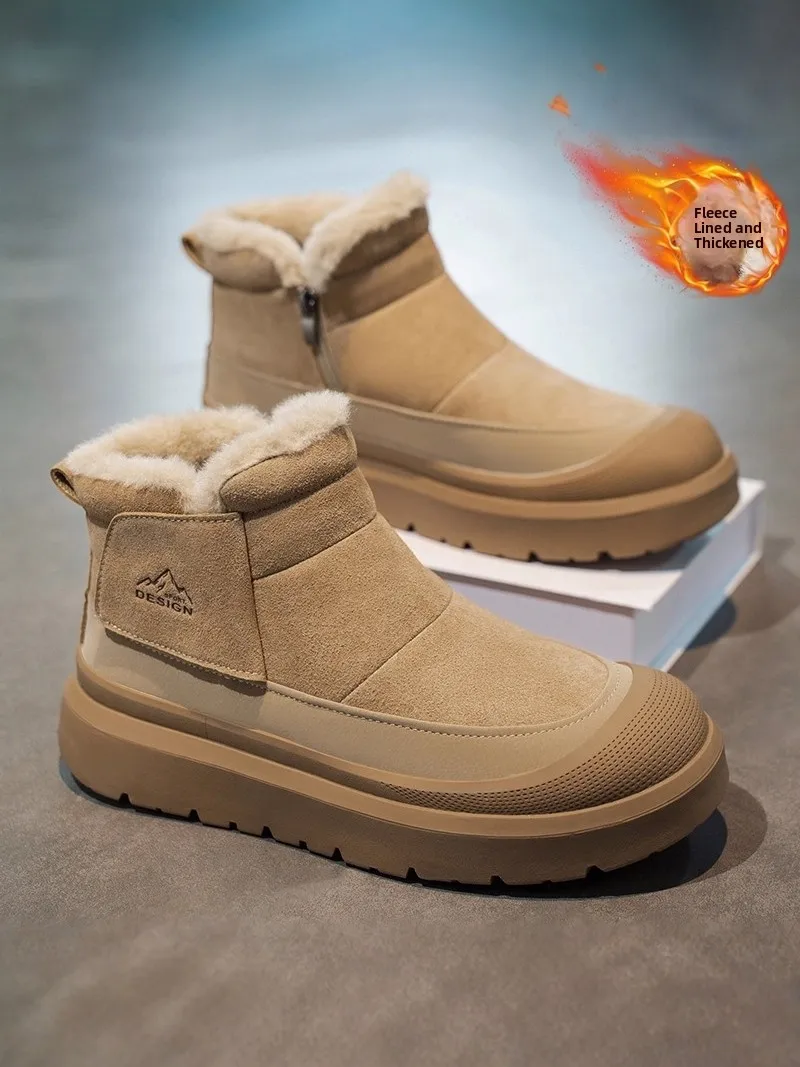 

Men's Winter Thickened Fleece Lined High Top Snow Boots Slip-On Warm Anti-Slip Cotton Shoes Casual Daily Wear
