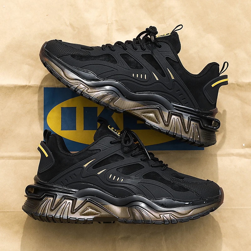 Men's Large Size Casual Sports Shoes All-Season Thick-Soled Cushioning Low-Top Design Non-Slip Wear-Resistant Reinforced Shoelac