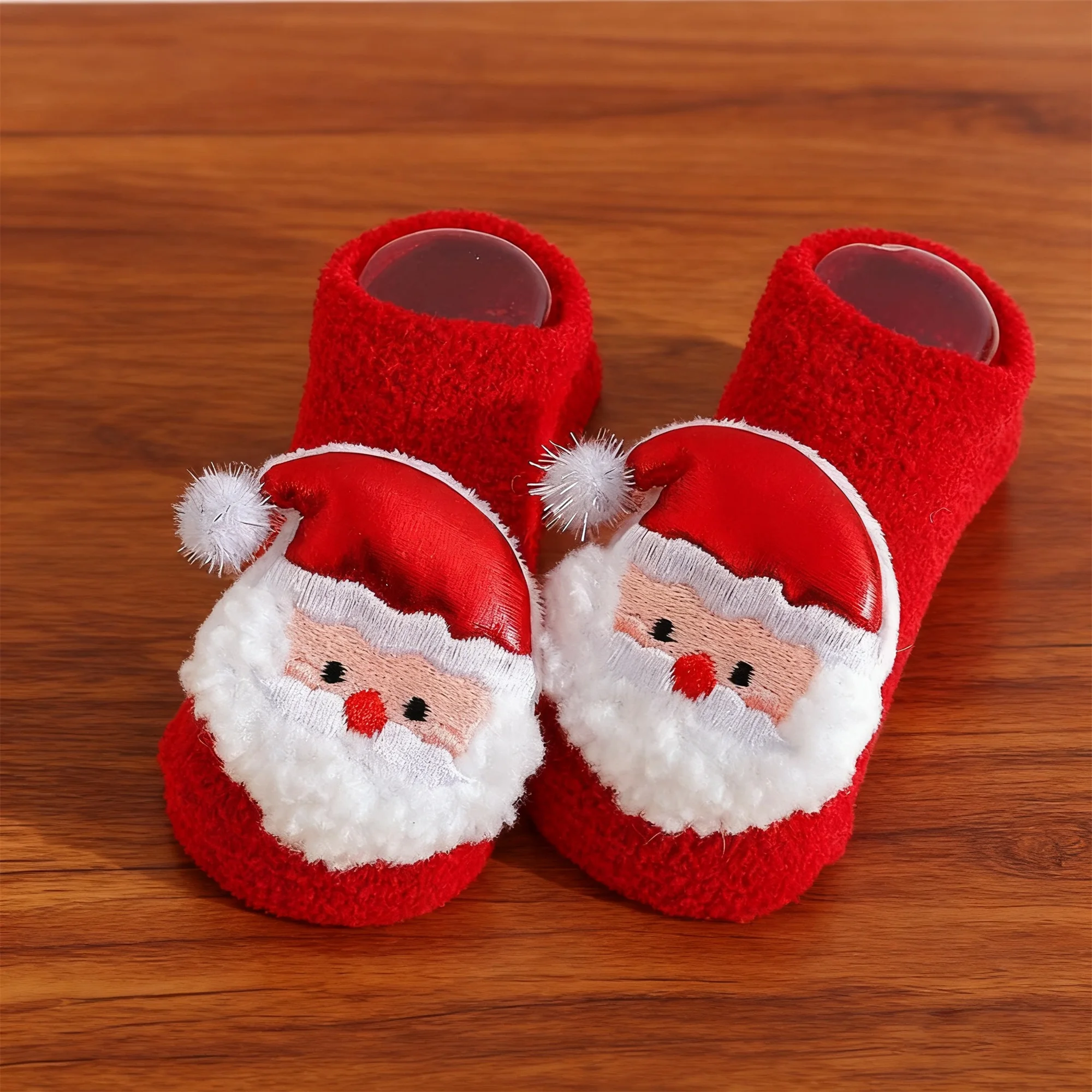 Toddler Baby Walking Socks with Grippers Soft Cute Christmas Tree Snowman Reindeer Santa Claus Infant Non Slip Socks for Indoor