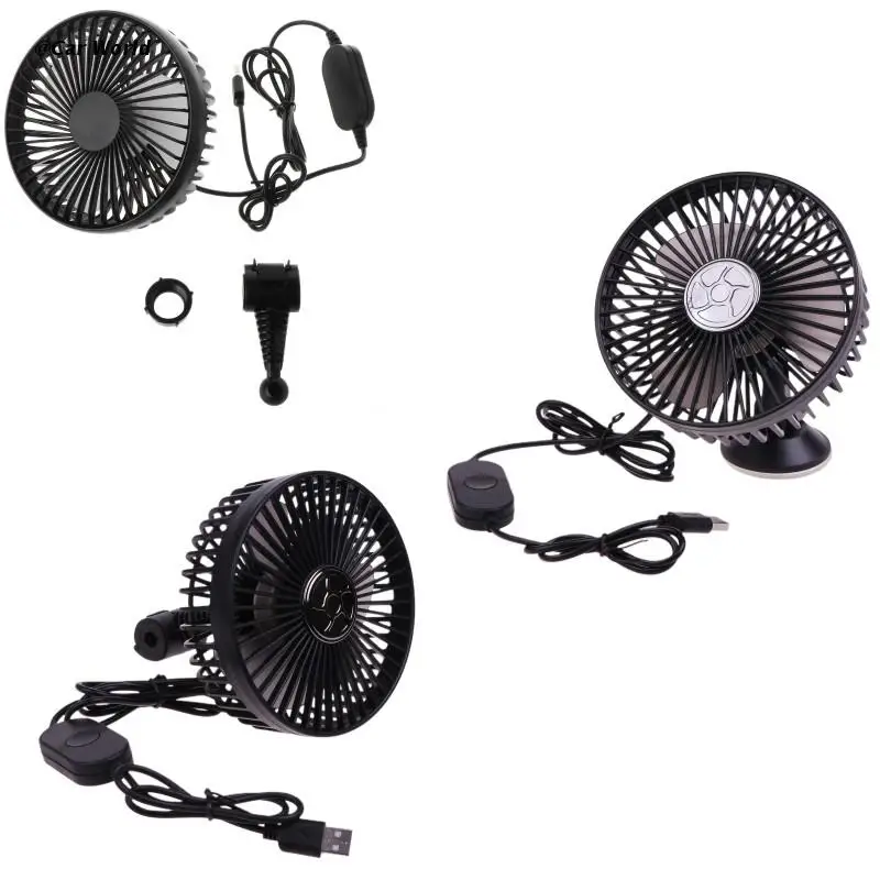 360° Rotating Suction Cup Single Head Car Fan Dashboard USB Fan Desk Fan Auto Cooling Cooler Fan for SUV RV