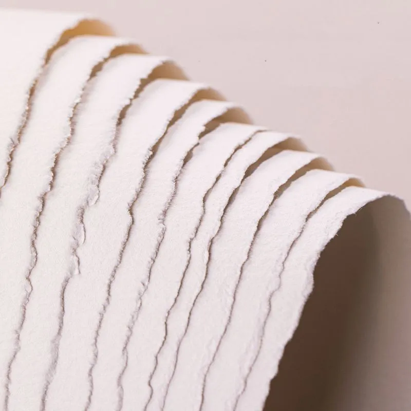 Super Sale 20 Sheets Watercolor Paper 6x8 Inch, Deckled Edge Cotton Paper, Rough Textured Handmade Paper for Painting & Crafts