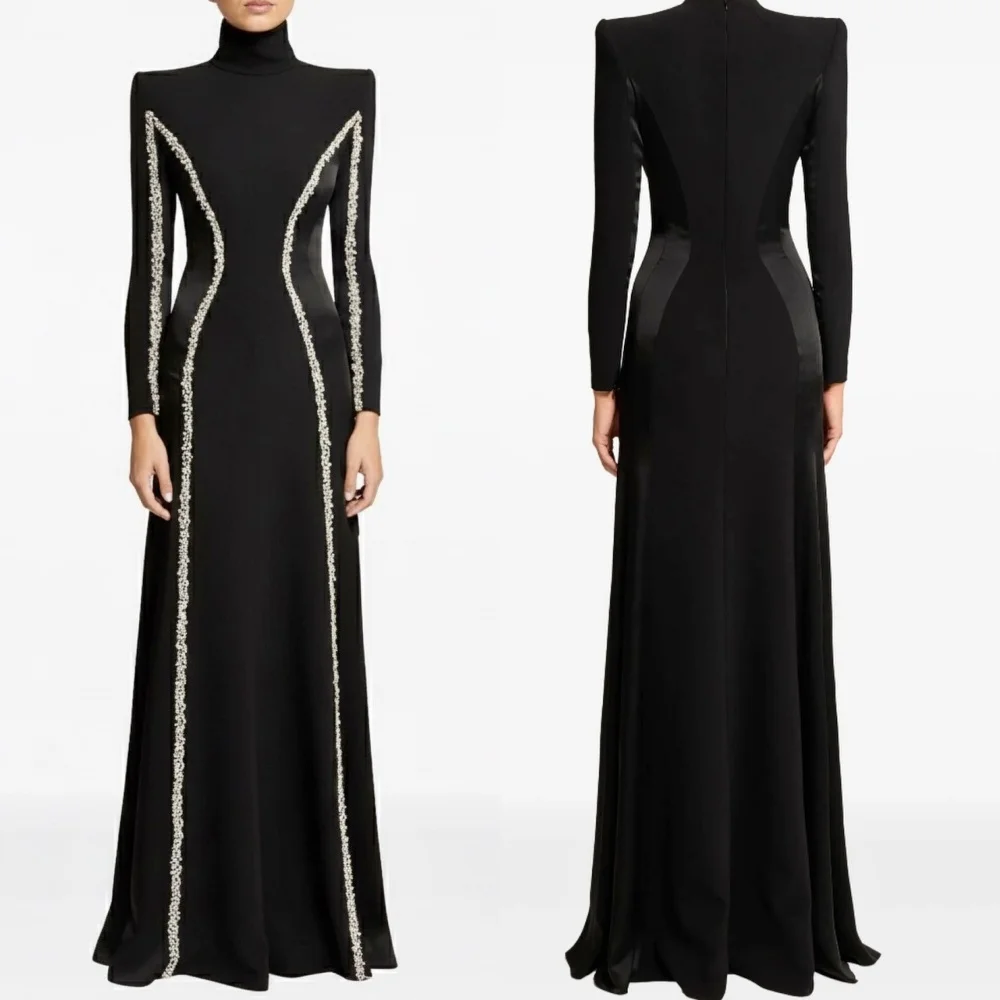 

Длинные черные платья трапециевидной формы с блестками и стразами по индивидуальному заказу, женское вечернее платье на заказ, элегантная вечеринка, свадьба