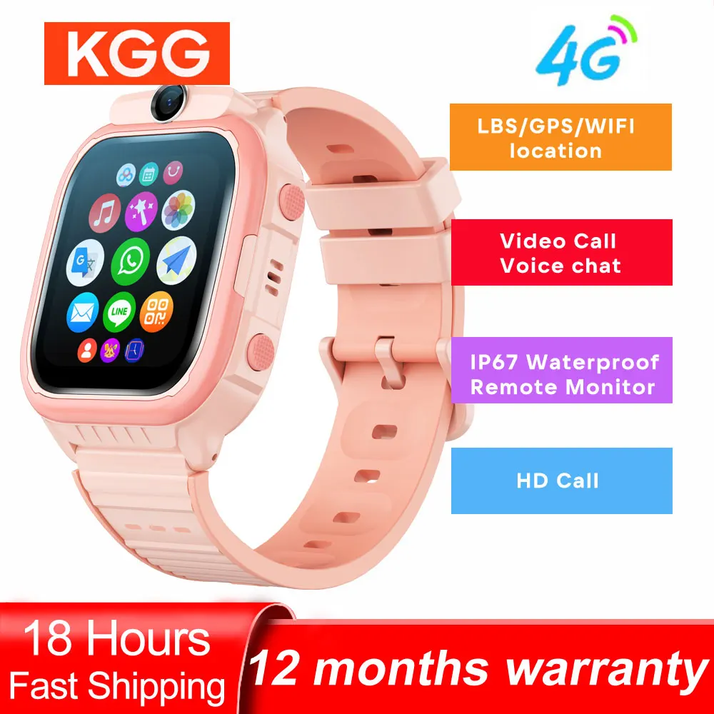 4G Kids Smart Phone Watch Video Call Phone Watch GPS Tracker SOS Call Back Monitor Smartwatch Children Students Alarm Clock Gift