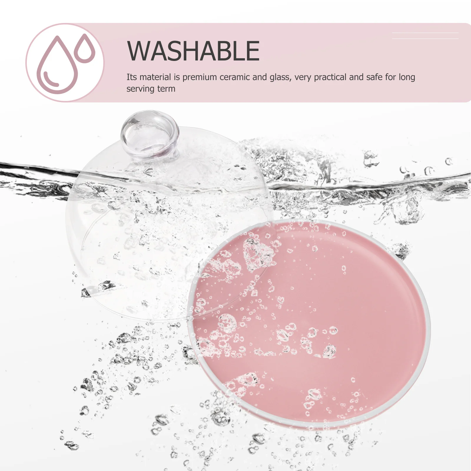 

1Set Round Ceramic Pastry Tray with Glass Cover Multi Use Food Holder for Dessert Fruit Bread Serving Simple Elegant Kitchen