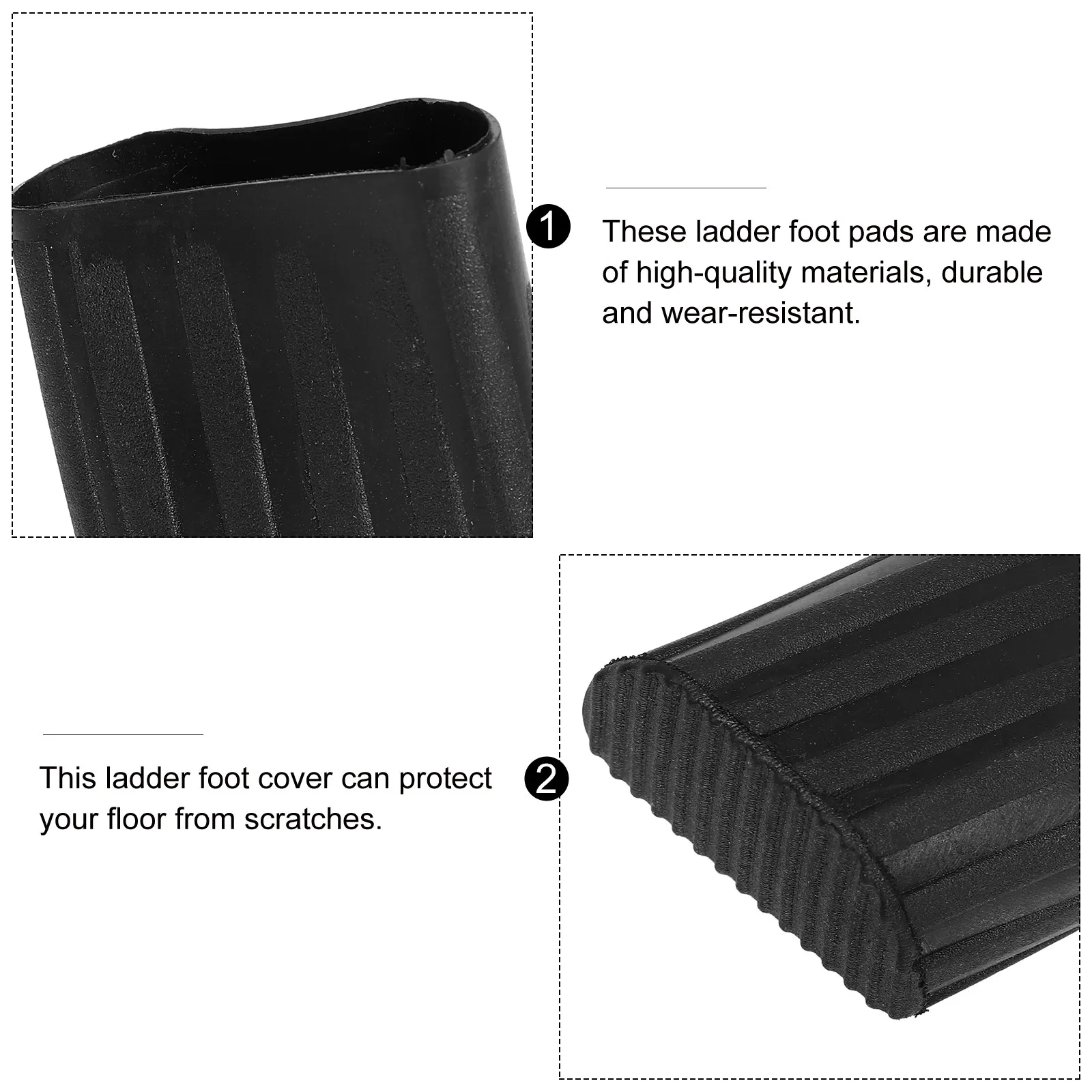 4Pcs Ladder Feet Protector Covers Environmental Rubber Non-Skid Thickened Anti-Corrosion Ladder Pads Floor Protection Safety