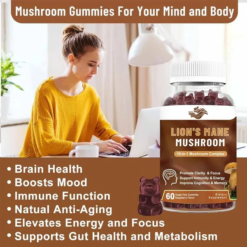 10 Organic Mushroom Compounds 3300mg - Lion Mane Contains Mushroom, Lingzhi, Turkey Tail, Chaga To Support Immunity