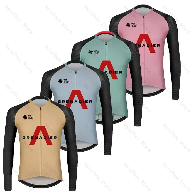 

Spring/Autumn Cycling Jersey Set Long Sleeve Ineos Grenadier Bicycle MTB Bike Bib Pants Kit Ropa Ciclismo and 19D GEL Pad Sports