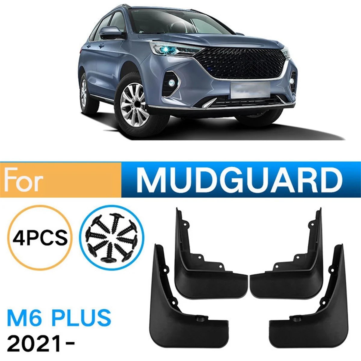 4PCS Car Mudguard Mud Flaps Splash Mud Guard Fender for GWM Great Wall Haval M6 Plus 2021-2023 Car Accessories