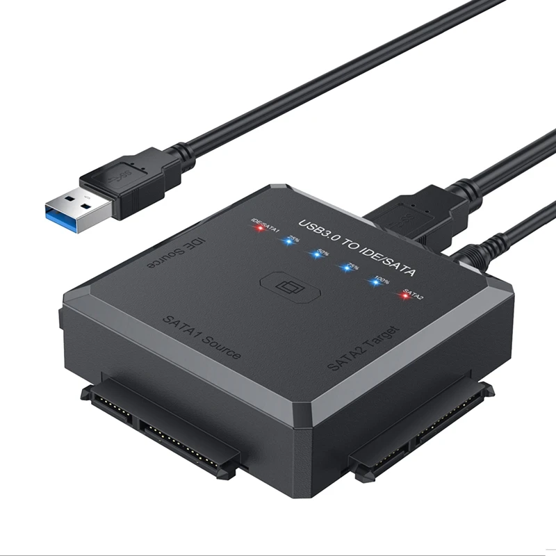 TTKK adaptor USB ke USB, konverter kabel SATA ke USB 3.0 ke IDE/SATA 3 untuk 2.5 3.5 HDD SSD