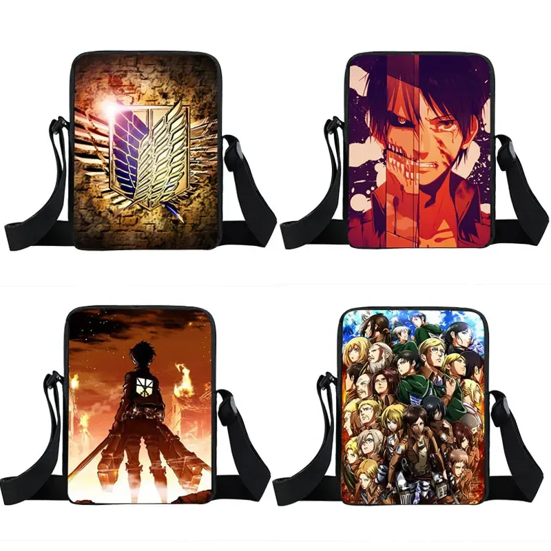 Anime Attack on Titan Shoulder Bags Boys Crossbody Bags Manga Levi Mikasa Eren Handbags Kids Messenger Bags Girls Small Satchel