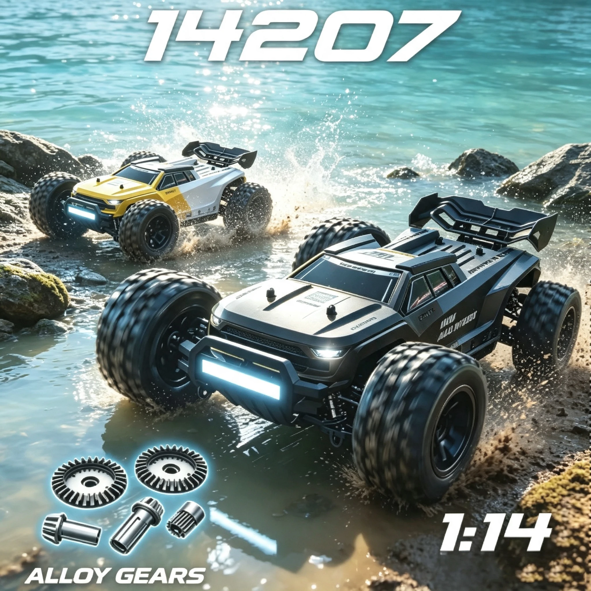 MJX 14207 1/14 Remote Control Off-Road Vehicle Chrome Steel Gears Hydraulic Shock Absorber Remote Control Climbing Car Toy