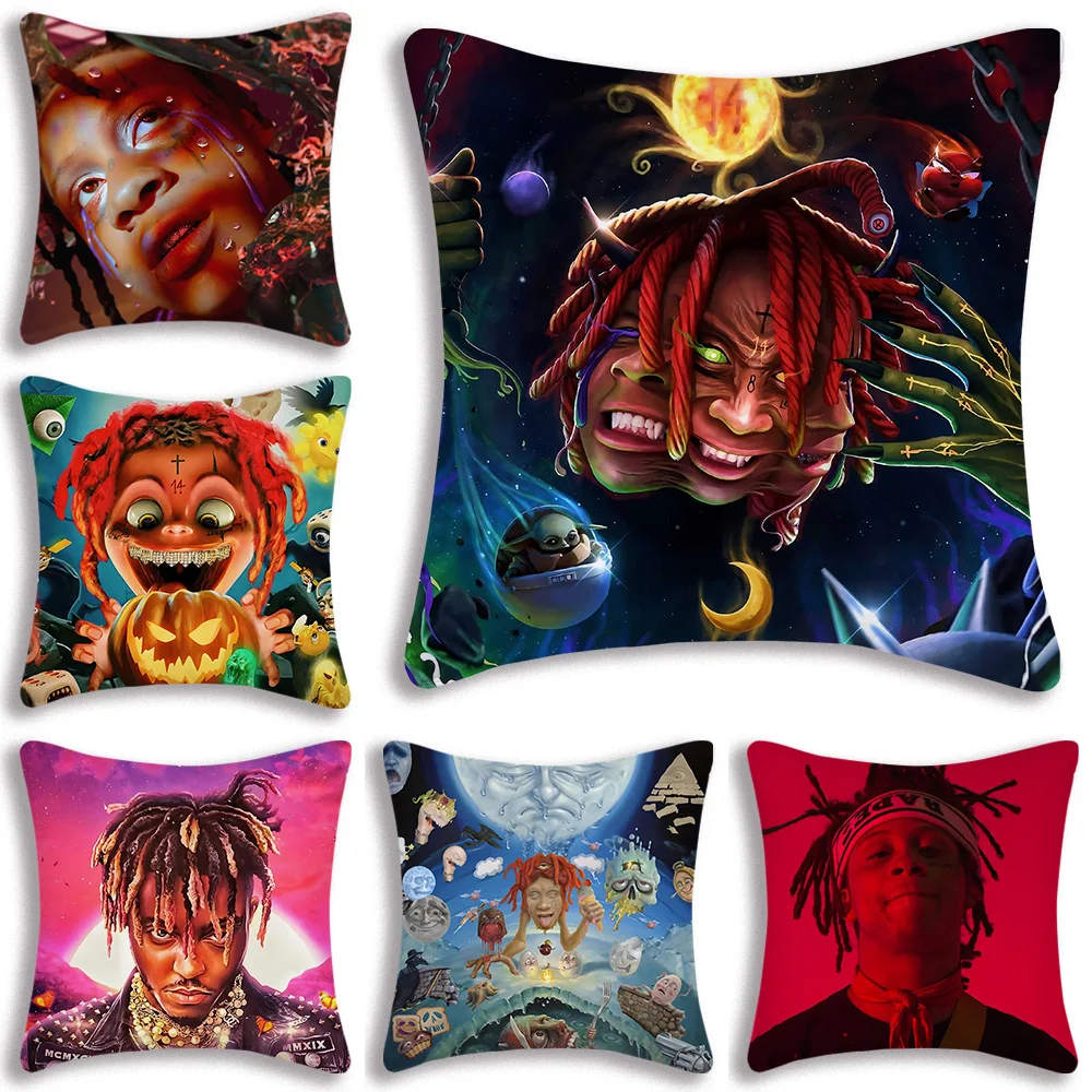 Rapper T-Trippie Cool R-Redd Pillow Covers Cartoon Sofa Decorative Home Double-sided Printing Short Plush Cute Cushion Cover