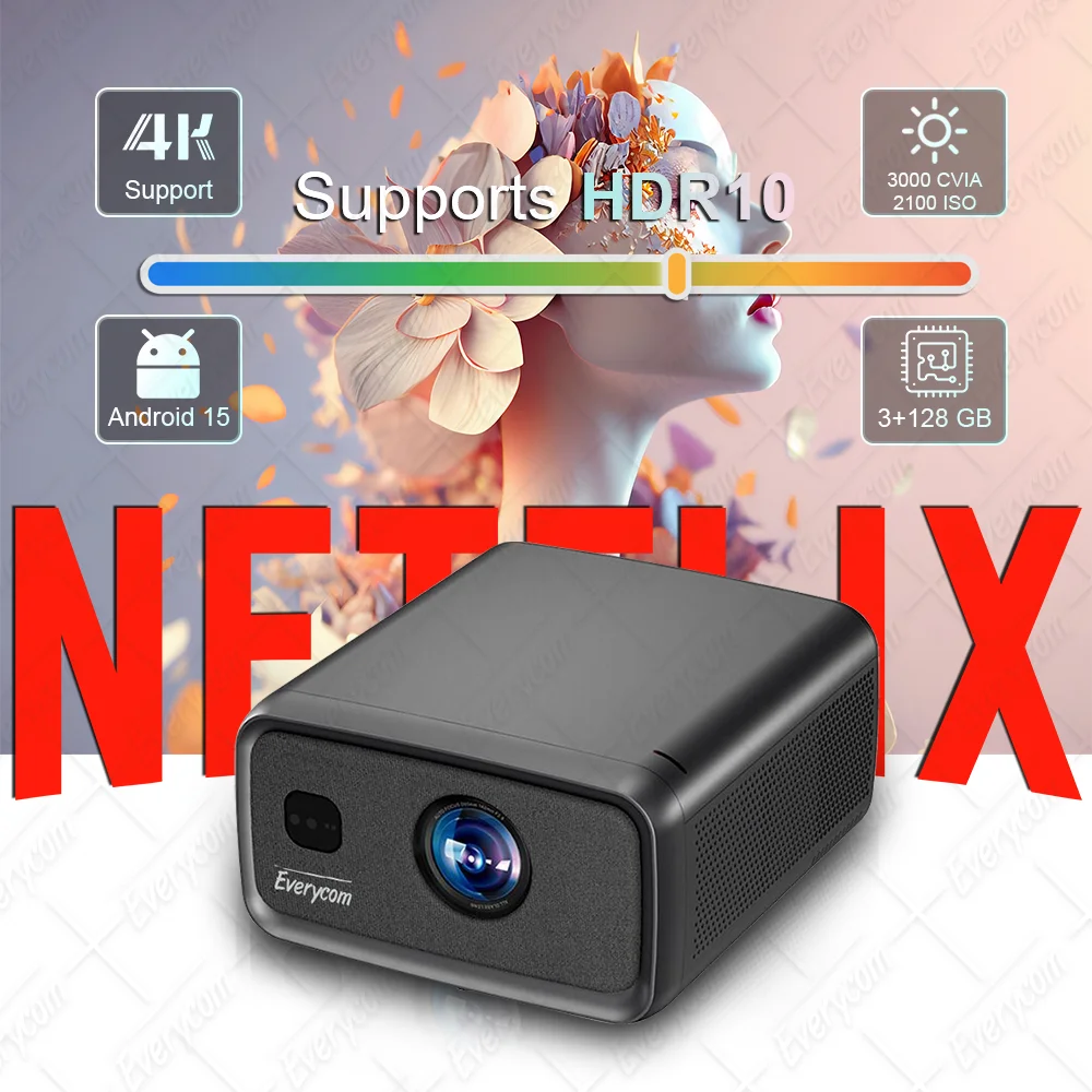 

3000 CVIA Brightness 4K Video Projector Android 15 Projector Home Theater Video Projecteur 4K 300'' Screen LED LCD 4K Projector