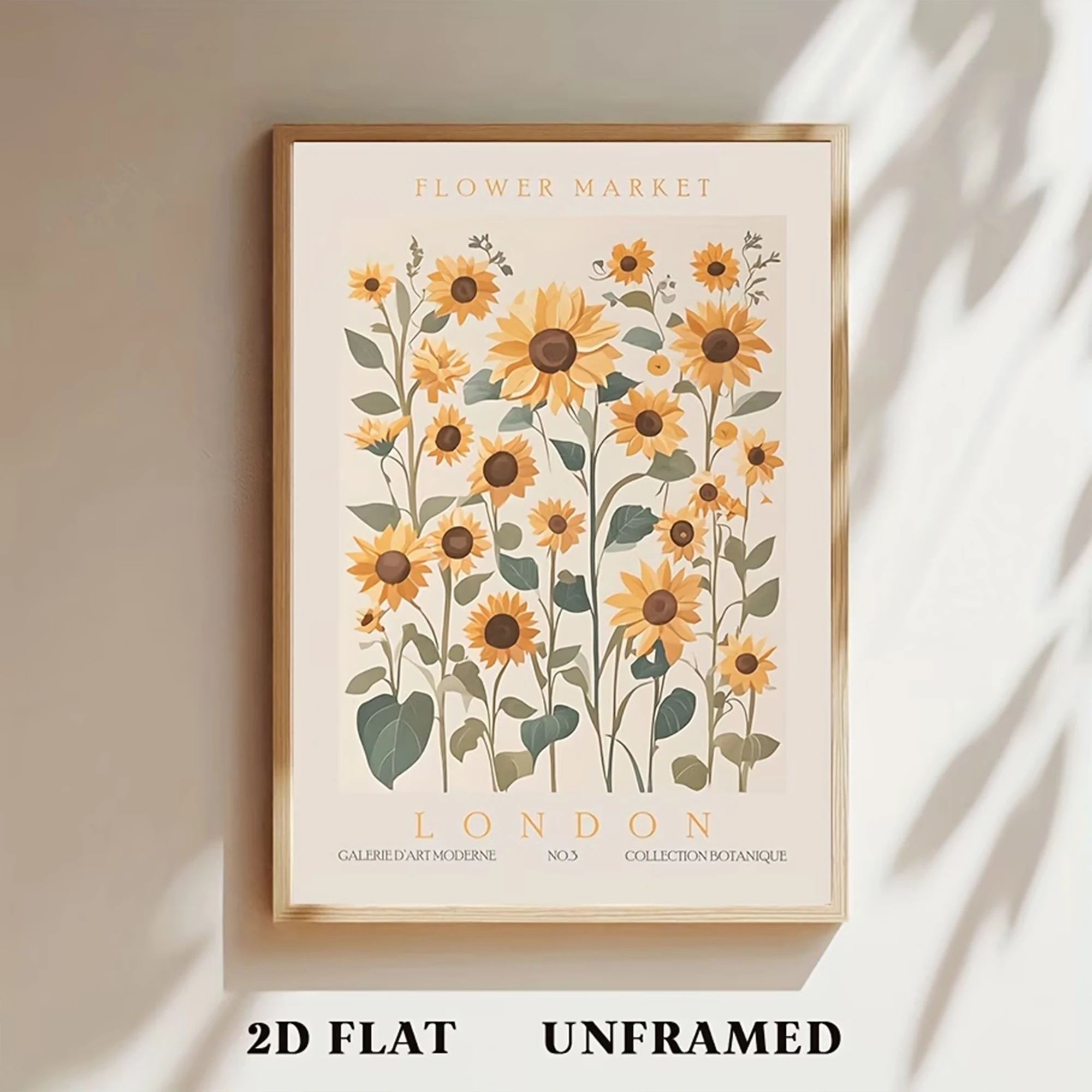 Retro Neutral Sunflower Botanical Wall Art Print Canvas Painting Poster Picture For Living Room,Bedroom Home Decor