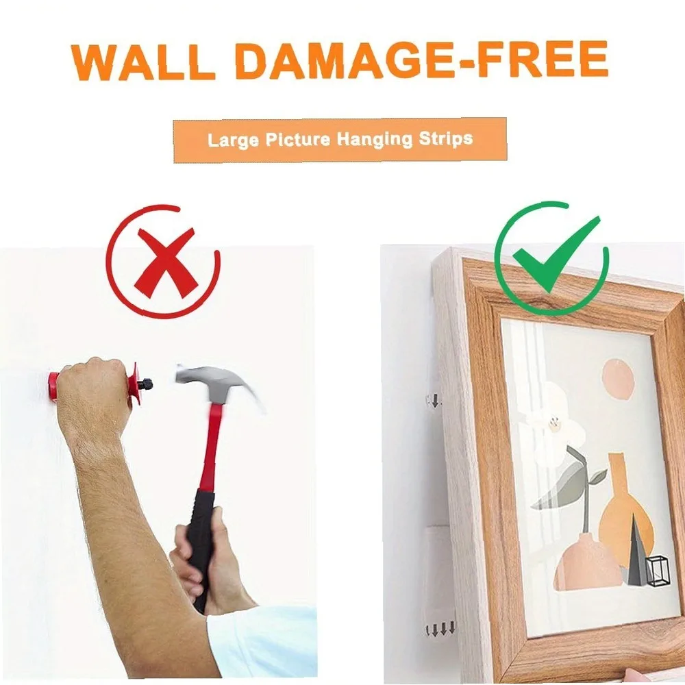 Large 24PCS Invisible Poster Hanger Strips, Removable Wall Art Hooks No Drilling, Damage-Free Adhesive Tape for Posters