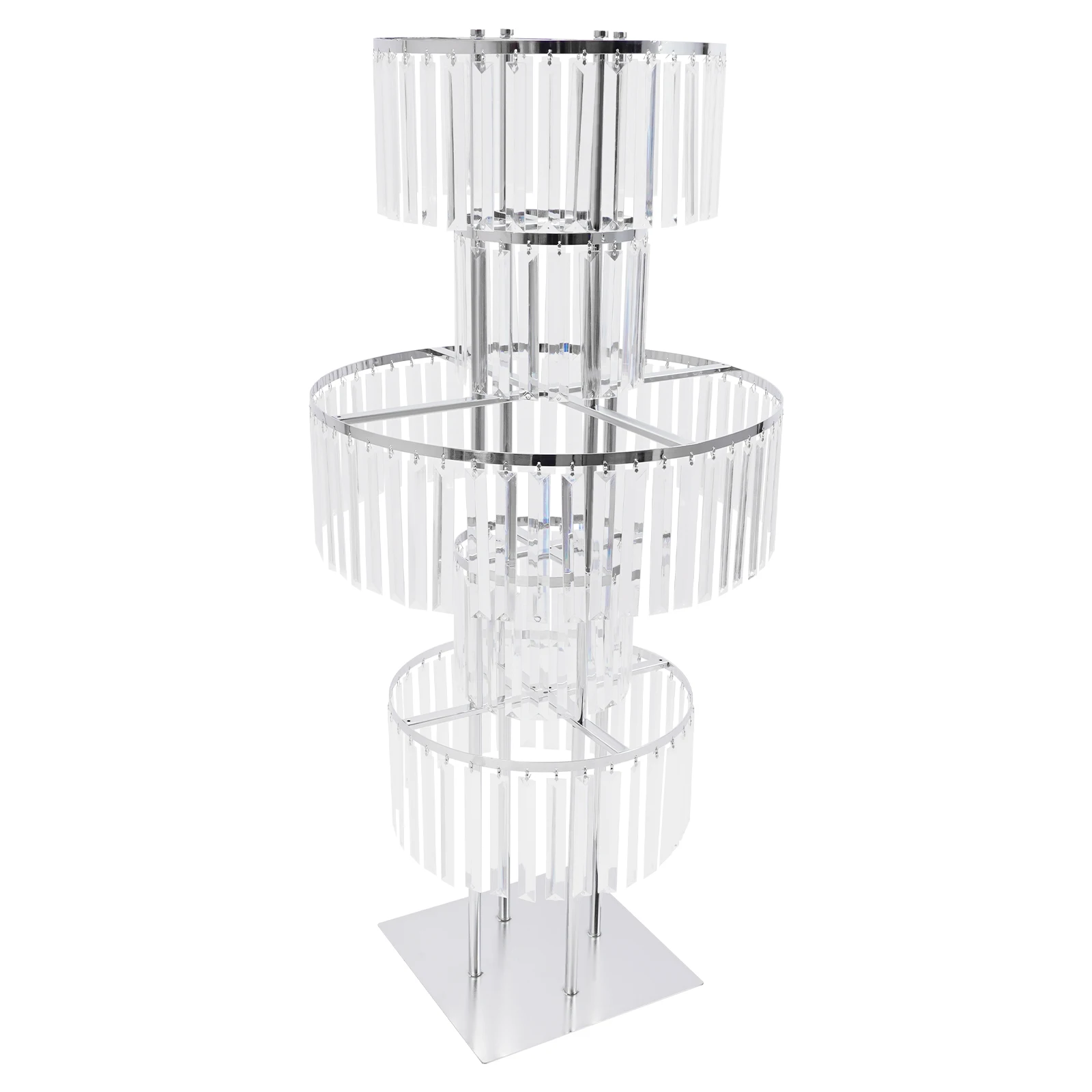 

5-Tier Crystal Flower Stand,43.3-inch Round Chandelier Base w/Square Bottom,Wedding Table Decoration,for Birthday Parties