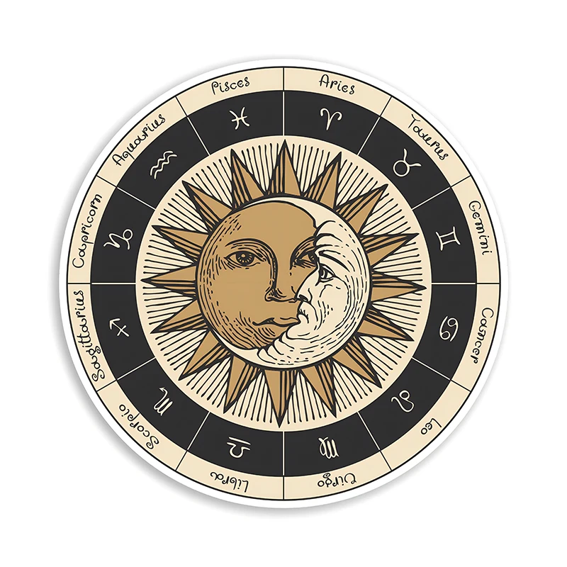 CS12303# Zodiac Signs Sun Moon Car Sticker Vinyl Decal Waterproof Decors for Motorcycle Bumper Laptop Cup Car Accessories