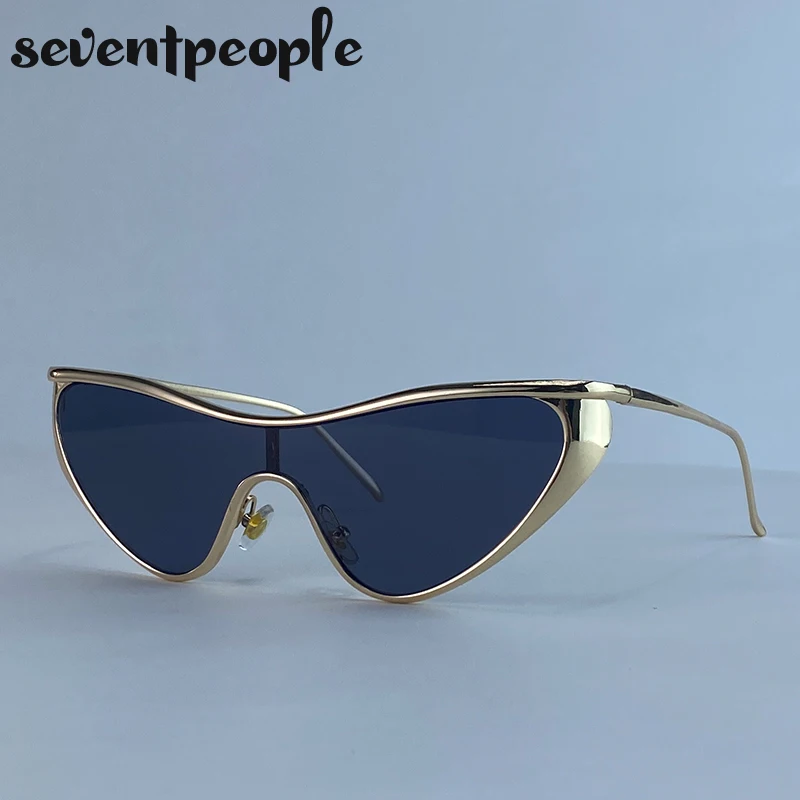 Sexy Cat-Eye Y2K Punk Sonnenbrille für Damen 2026 – Luxuriöse Trendige Steampunk Shield Sonnenbrille mit Vintage-Metallrahmen – Detail 1