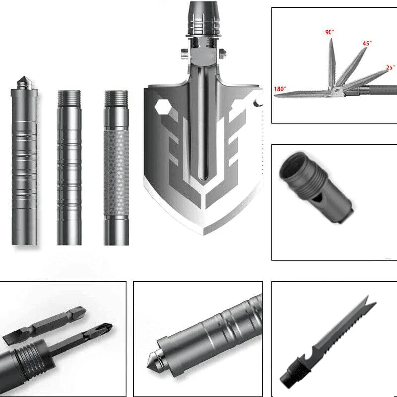 Gấp Xẻng Cắm Trại Đa Năng Thép Không Gỉ Sinh Tồn Spade Xoong Vườn Cắm Trại Ngoài Trời Công Cụ Vườn Cuốc Đào Dụng Cụ