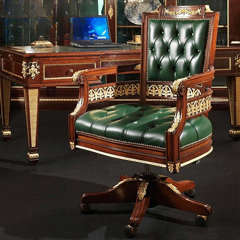 Desk writing computer desk European-style apartment villa fabric swivel chair carved chair