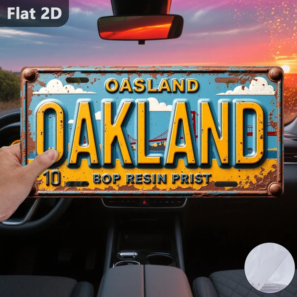 2D Flat, 1pc, Only for Decoration Decoration, Outdoor Signs & Wall Decor ,  Sign OASLAND OAKLAND, Retro Metal Decor