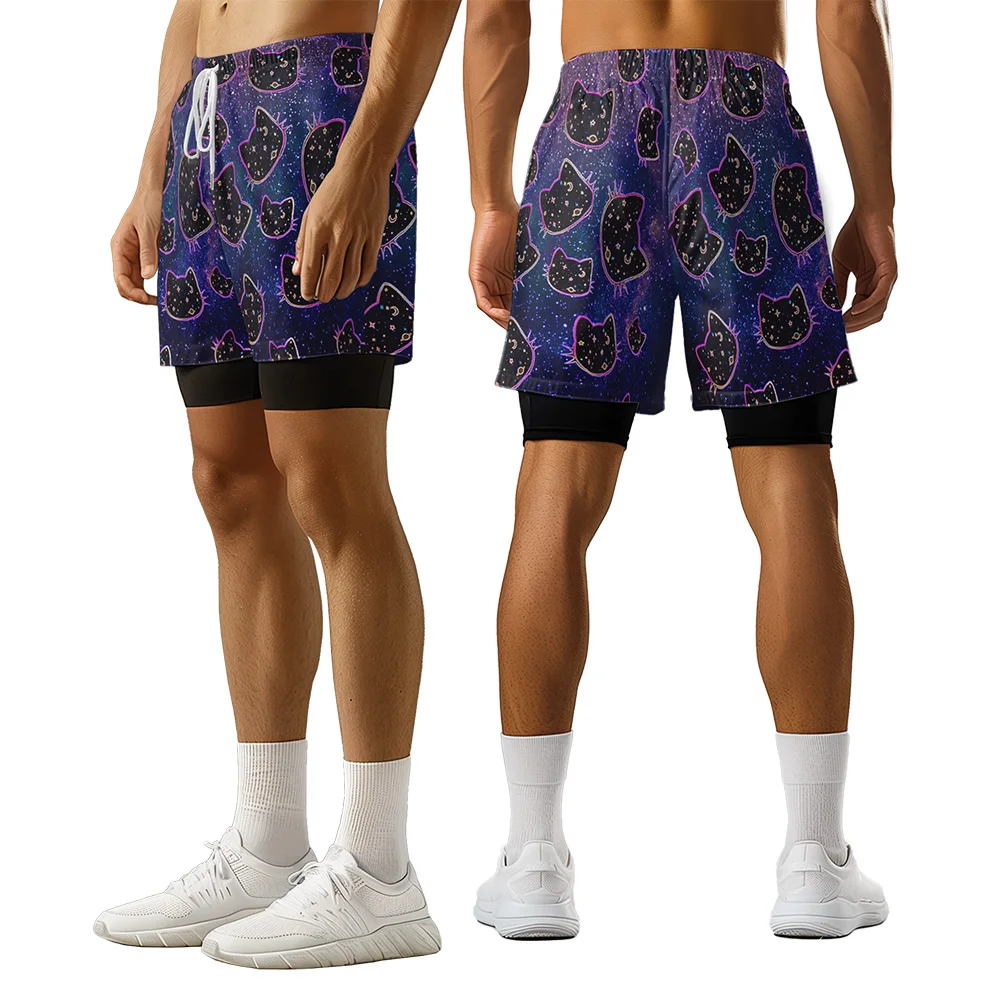 

2024 New original design Star Cat Summer 3D Advanced print casual trend sports High Street skating camo shorts