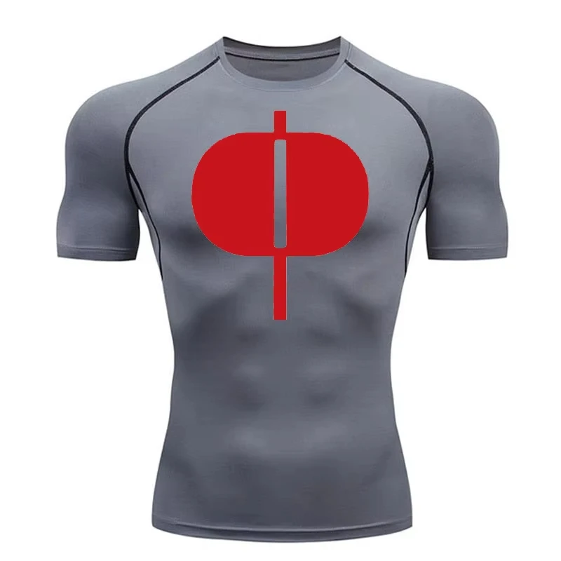 Graphic Short Sleeve Compression Shirts for Men Gym Workout Running Tshirts Sporty Quick Dry Tees Tops Baselayers RL0544
