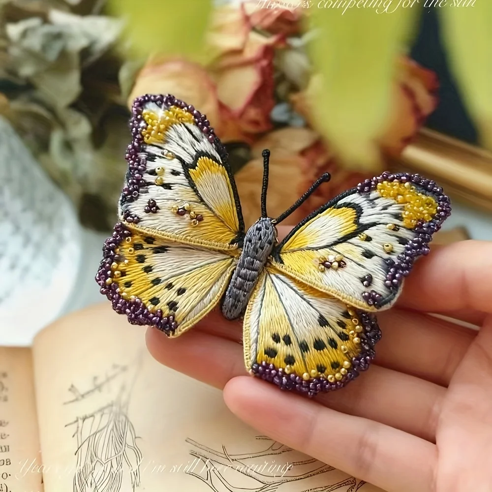 5D French-style insect and butterfly embroidery three-dimensional bead-studded DIY kit, three-dimensional painted butterfly, hom