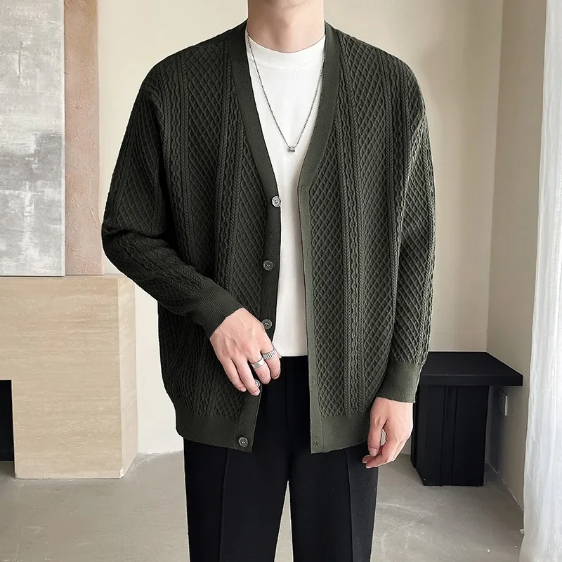 

Classic Solid Color Knitting Cardigan Tops Autumn Winter Fashion Casual V-neck Knitted Coat Simplicity Versatile Sweaters Jacket