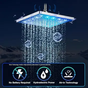 8吋方形LED淋浴噴頭,7種顏色變換,浴室照明,雨淋式花灑,高壓雨淋式花灑 8 最佳銷售 淋浴噴頭下雨 - №1