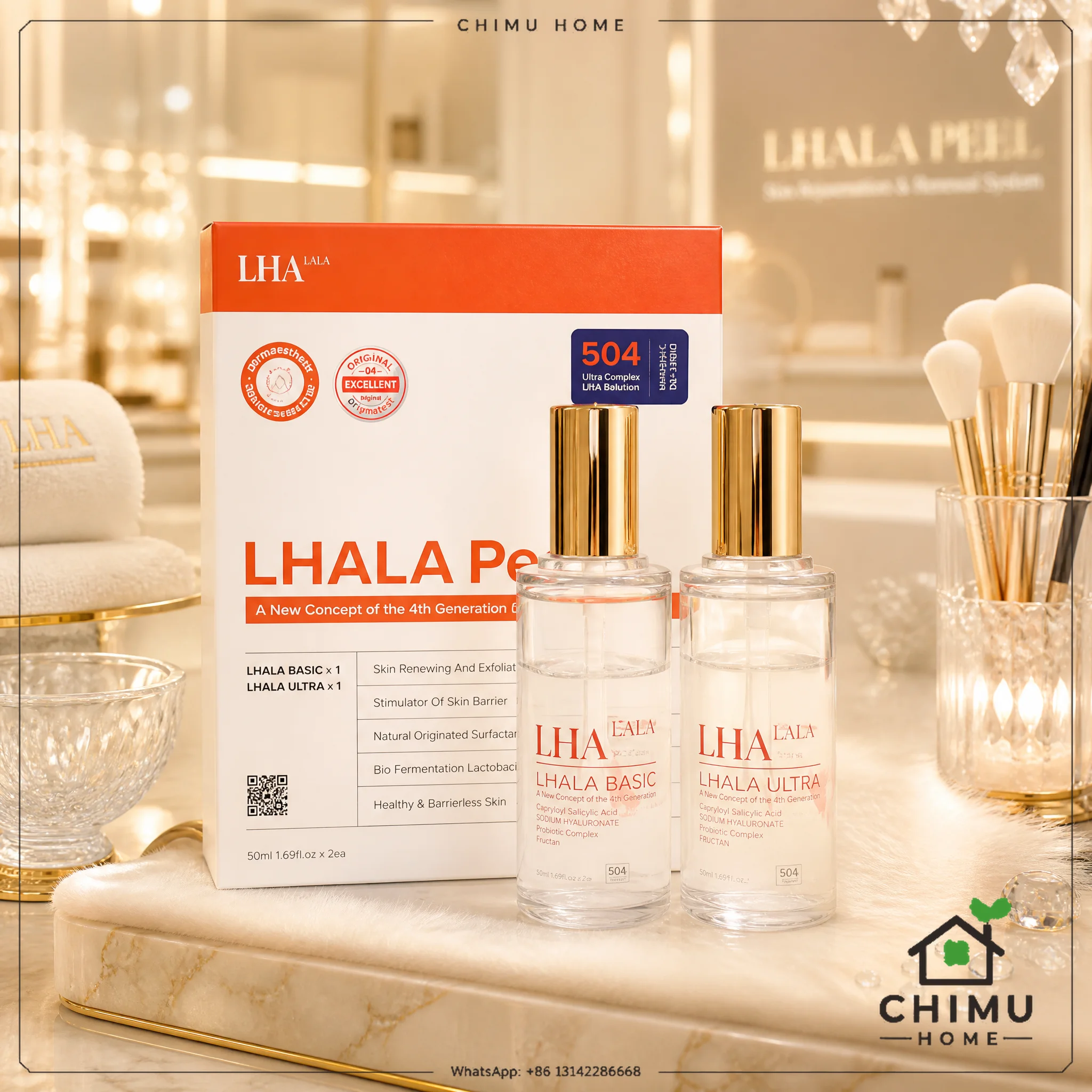 【CHIMU HOME】Korean 4th Gen LHA Acid Facial Peeling Set, Rejuvenation Foam Cleanser Brushes Bowl Kit