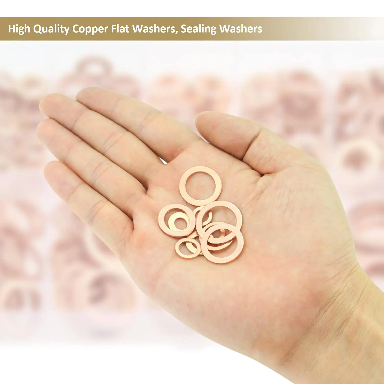 50/100/120 Pcs Copper Washer Sealing Gasket Flat Ring Seal Assortment Kit M4 M5 M6 M8 M10 M12 M14 For Sump Plugs