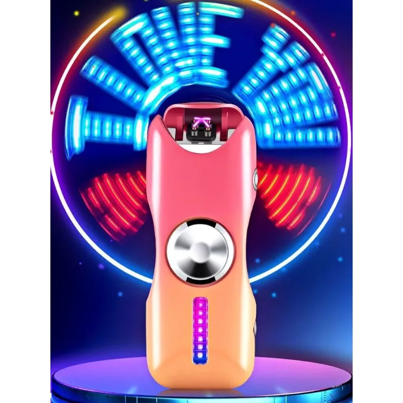 

Internet celebrity rechargeable dual arc windproof lighter colorful light fingertip gyro personalized creative custom gift tide