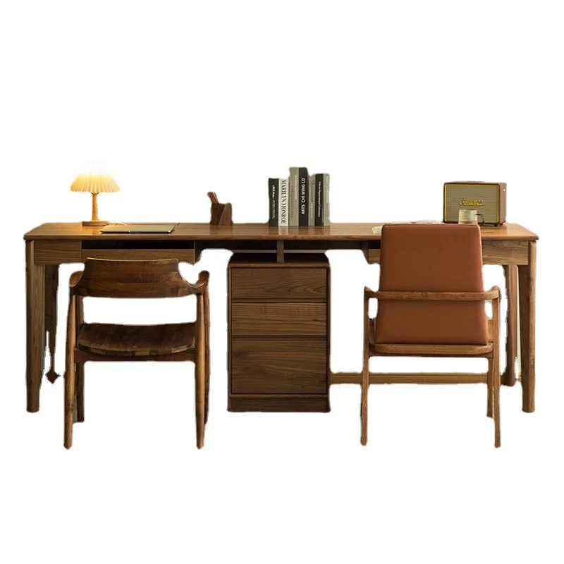 

North American black walnut solid wood table double Nordic modern light luxury home