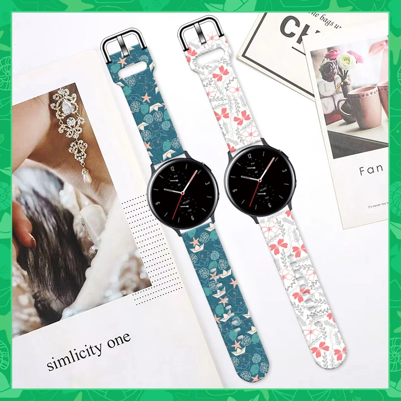 20mm Strap for Samsung Galaxy Watch 6/5 40mm 44mm with Fresh Forest Printed Bracelet 22mm for Amazfit Balance 5pro Watchband