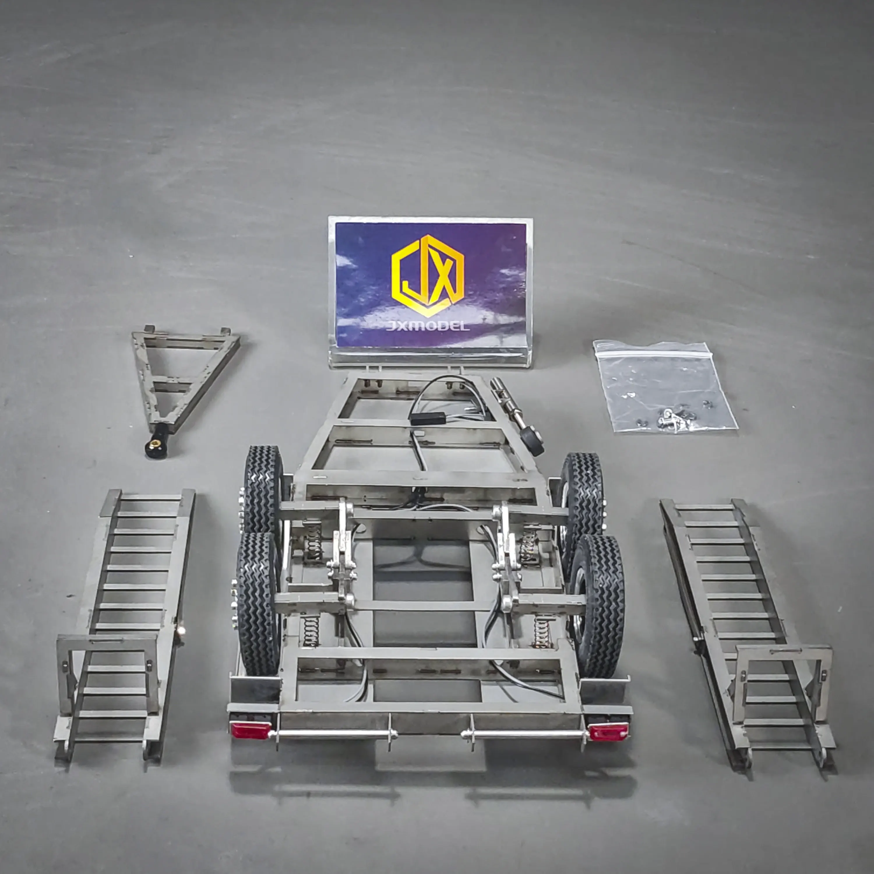 1/14 RC Model 2-Axle Mini Engineering Trailer Assembled RTR JX-ET2 Suitable For JXMODEL 1/14 Scale Excavator JX-E20 RC Parts