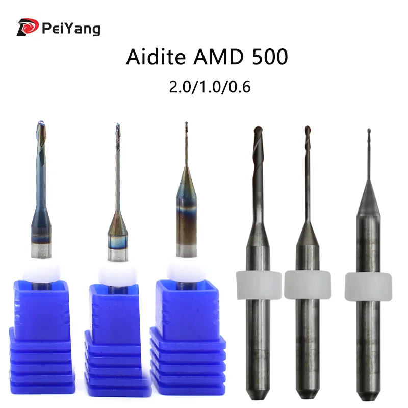 Aidite AMD-500/AMM-520 Milling Bur for Lab Zirconia DC D4 Milling 0.6/1.0/1.5/2.0 Ballmill Bur Wear Resistant Milling Tool