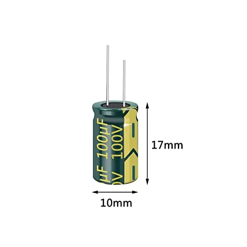 10PCS 100V 100UF Capacitor 10x17MM(0.39x0.67in) High Frequency Aluminum Electrolytic Capacitors for TV, LCD Monitor, Game