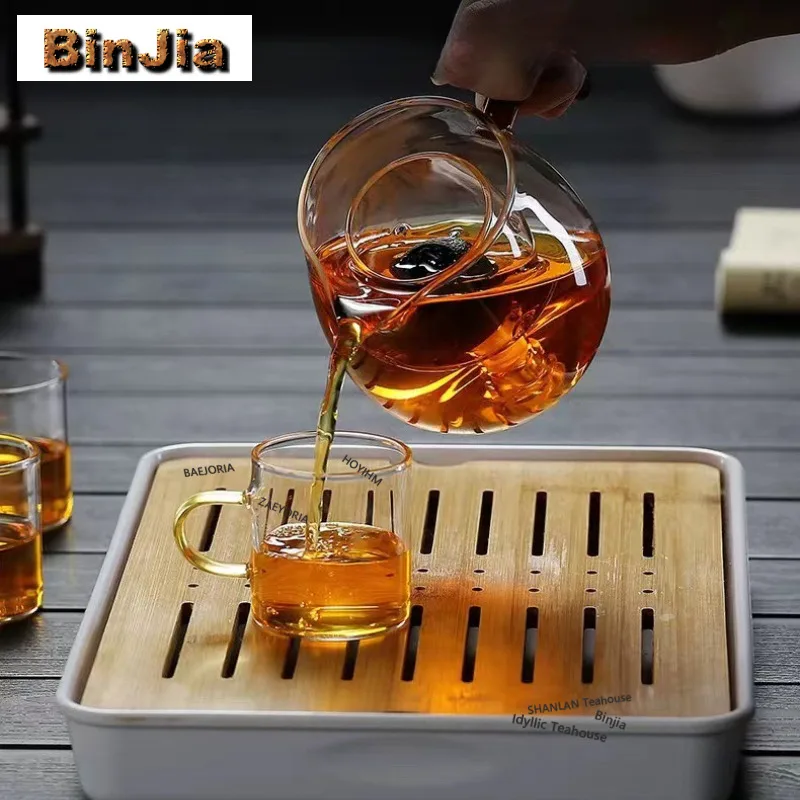 500ml Small Citrus Pu-erh Glass Tea Pitcher Divide Tea Cha Hai Dispenser Justice Cup Oolong Tea Fair Mug Drinkware Gift Supplies