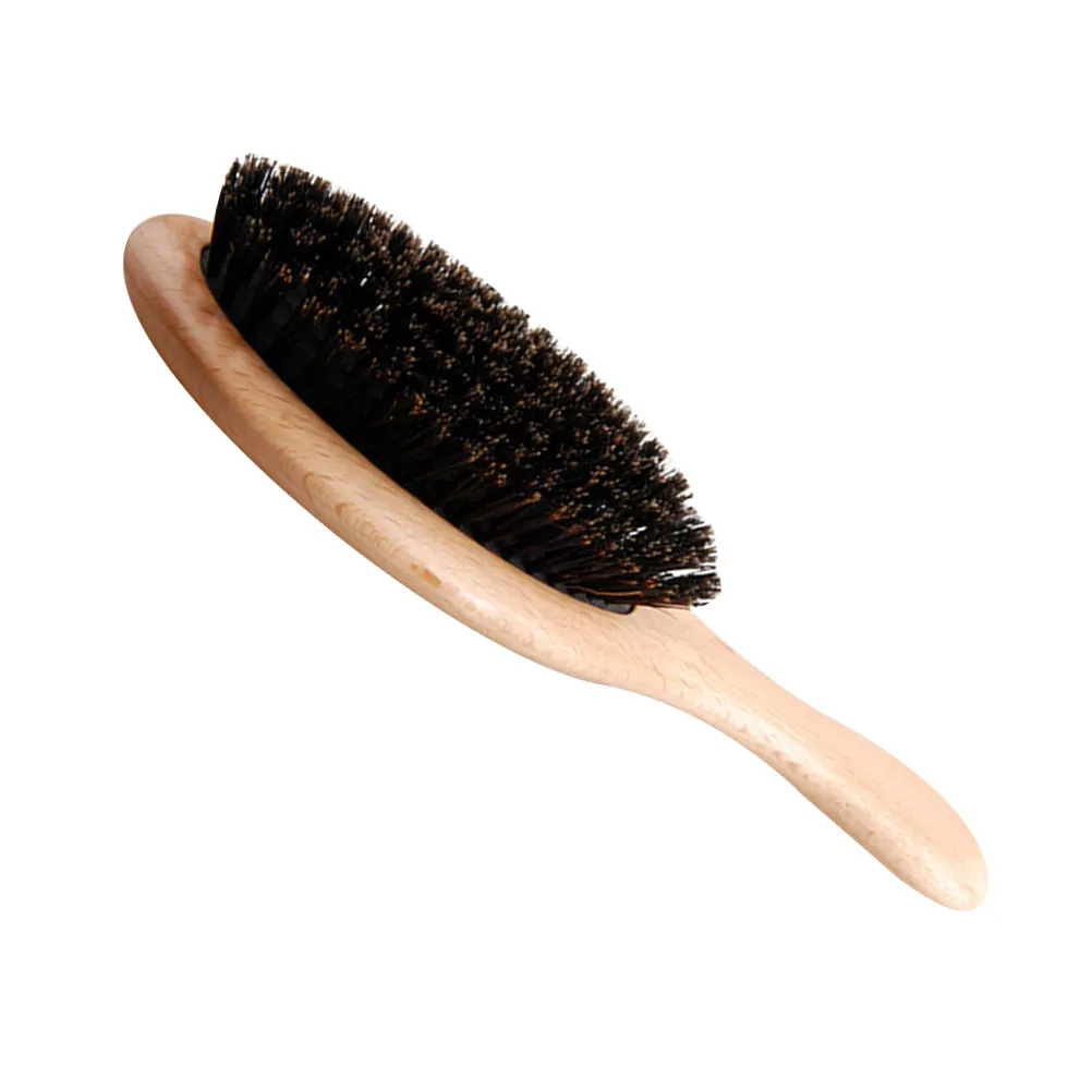 

Beechwood Boar Bristle Comb Anti-Static Wooden Handle Durable Massage Hair Care Tool For Daily Use Light Brown