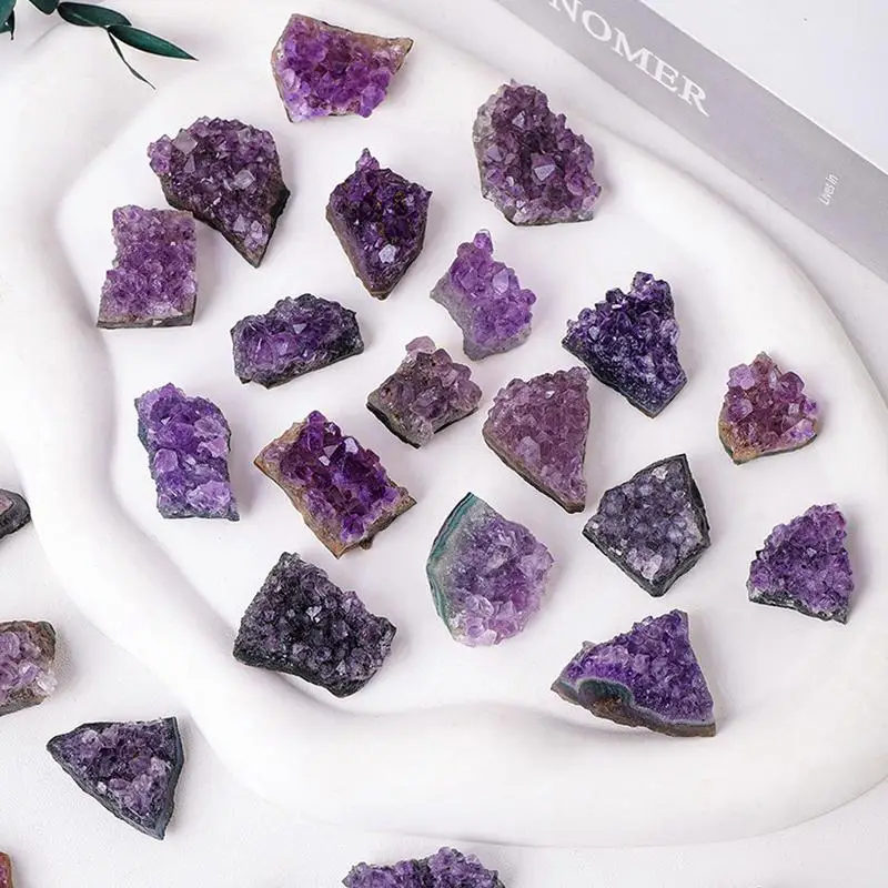 Amethyst Cluster Natural Crystal Energy Healing Stylish Raw Amethyst Stones Meditation Crystals Home Decoration desktop ornament