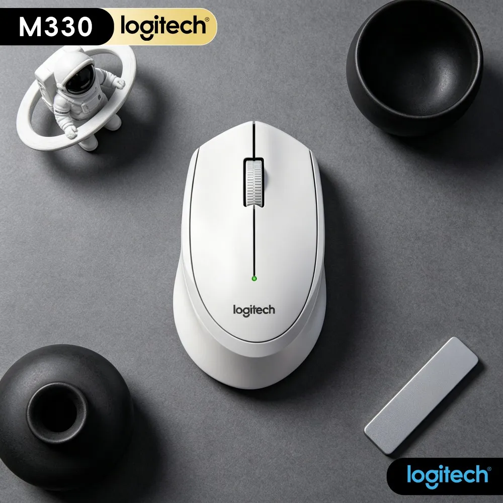 Logitech M330 Silent Wireless Mouse Built In Dongle Storage Slot Prevent Nano Receiver Loss During Travel And Move Process