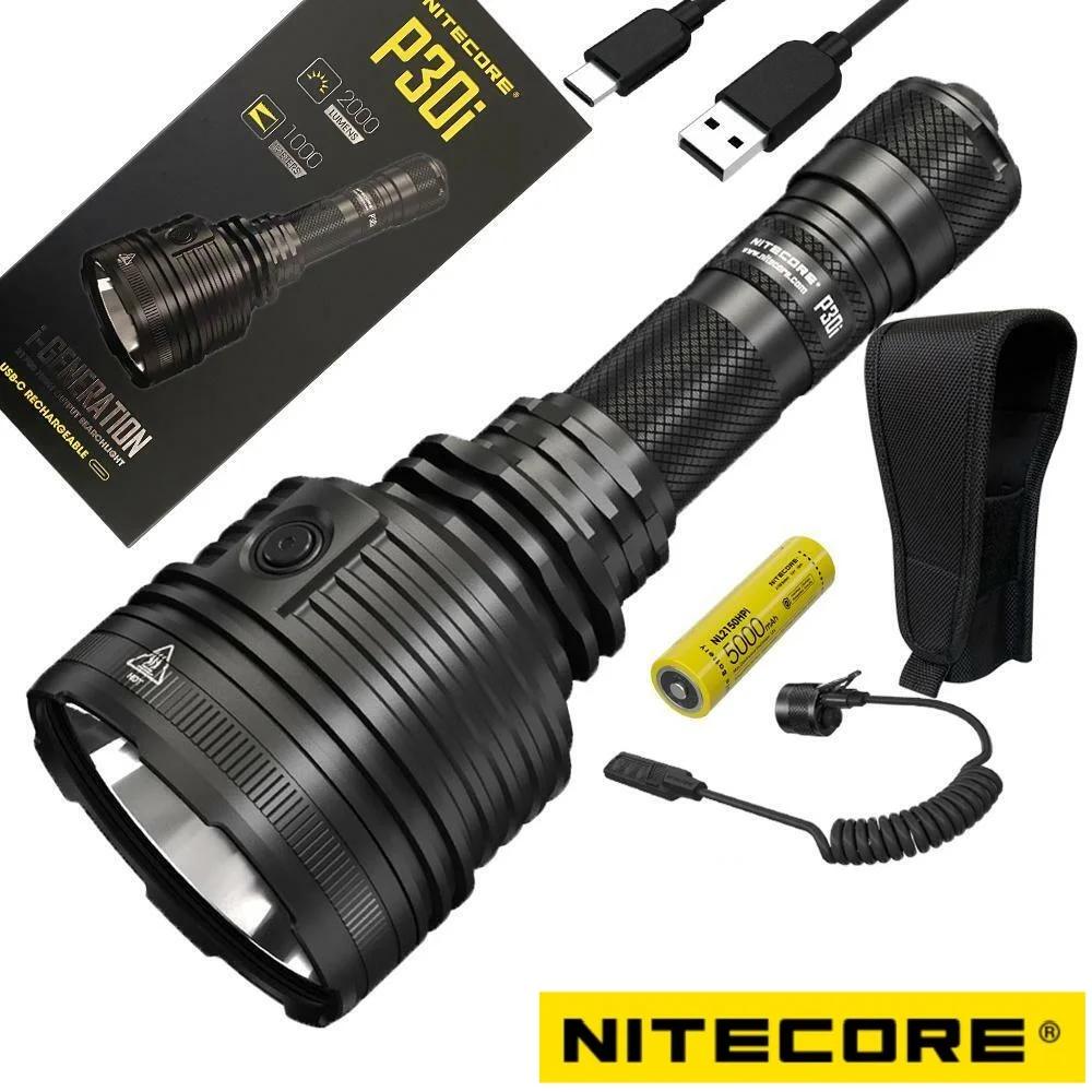 

NITECORE P30i LED Flashlight 2000 Lumens 1000meters long range i-Generation USB-C Rechargeable Searchlight with 5000mAh Battery