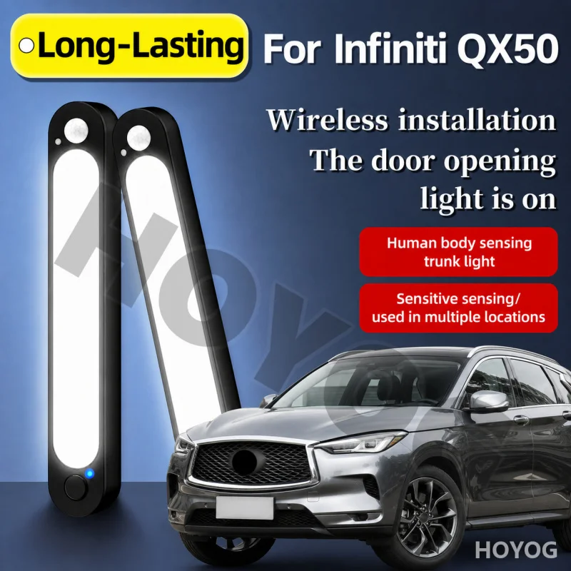 For Infiniti QX50 2013-2026 Car Boot Light LED Lamp Sensor Magnetic Wireless USB Rechargeable Trunk Cargo Light SUV Interior