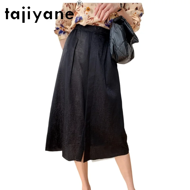 TAJIYANE 93% Natural Mulberry Silk Skirt Fashion Black Summer Skirts Woman Clothing 2026 New Arrivals A-line Skirt Юбка Женская
