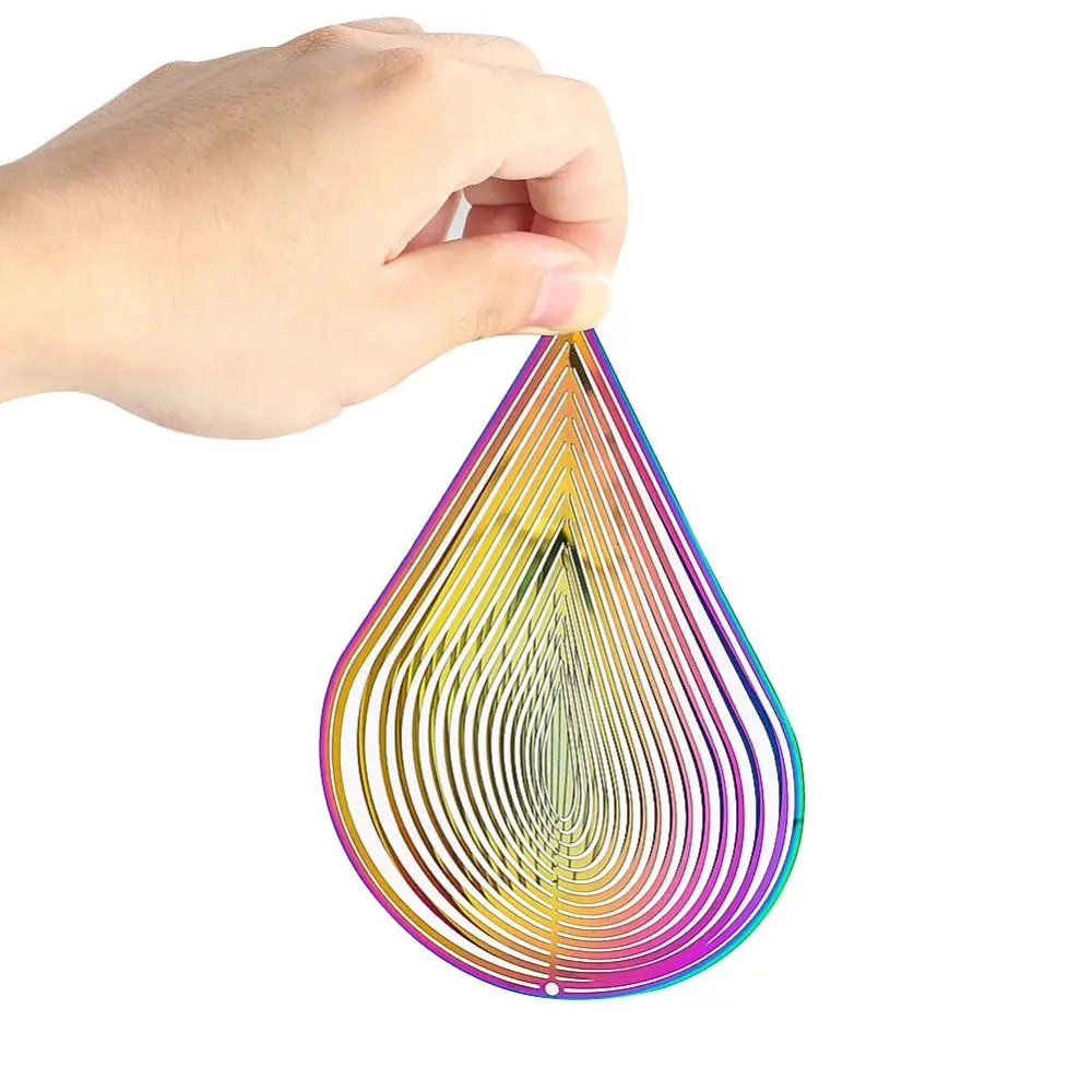 3D Wind Spinner Catcher Flowing Light Effect Gradient Color Wind Chime Pendant Colorful Creative Dynamic Rotating Wind Chimes