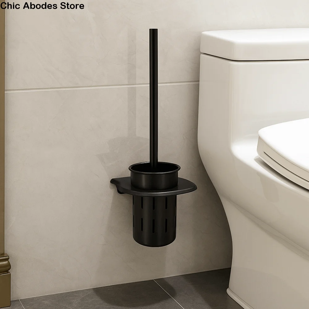 

Настенный набор щеток для унитаза, нержавеющий дышащий держатель для туалетной щетки, алюминиевая щетка для чистки унитаза с длинной ручкой, зона душа